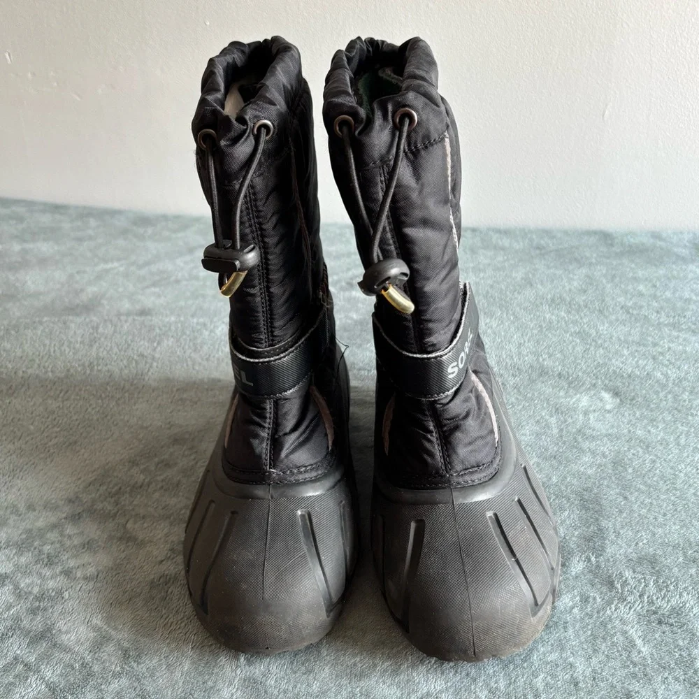 Sorel Youth Flurry Winter Boots Black Gray Size 3 US Waterproof Insulated Unisex